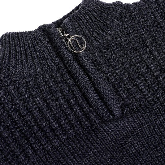 Upper Zipper Knitted Dark Grey Pullover