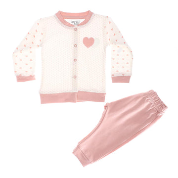Bi-Toned Baby Girl Pajama - Offwhite, Nude & Silver