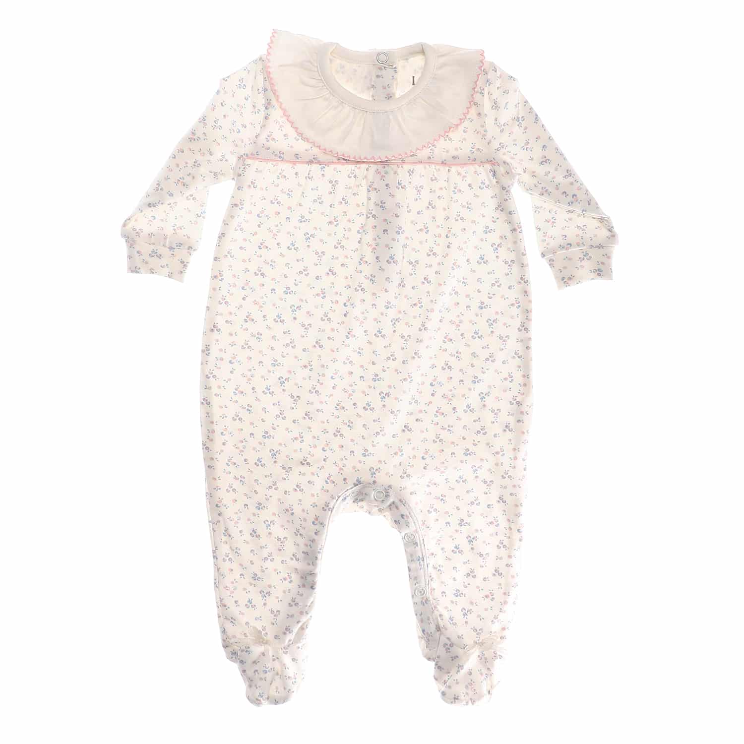 floral offwhite pink baby girl footie