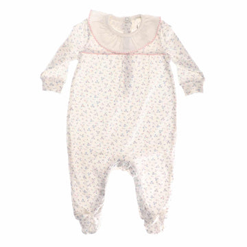 Floral Offwhite & Pink Baby Girl Footie