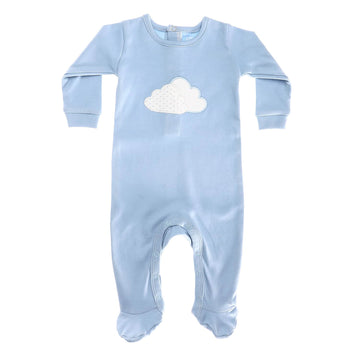 Stars Patterned Baby Boy Footie- Blue