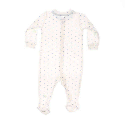 Stars Patterned Baby Boy Footie - Offwhite & Blue