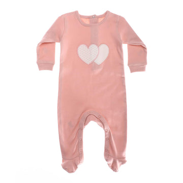 Stitching Patch Baby Girl Footie - Nude