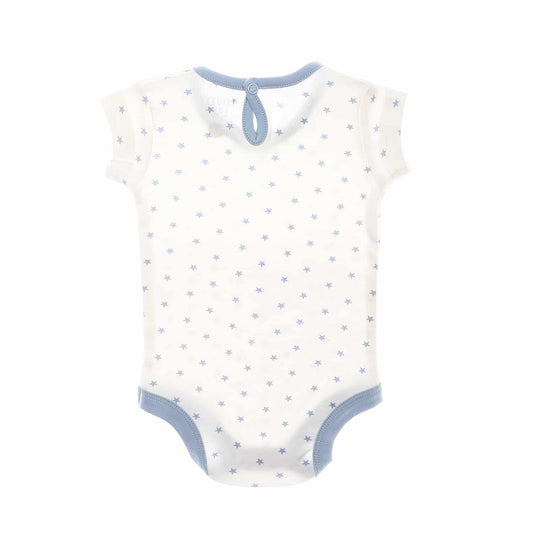 Cloud Stitched Patch Baby Boy Bodysuit - Blue & Offwhite