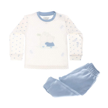 Blue & Offwhite Self Patterned Baby Boy Pajama