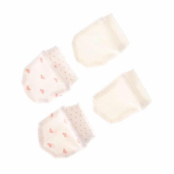 2 Pairs Of Baby Girls Mittens - White & Nude