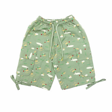 Giraffs & Palm Trees Boys Shorts - White, Mustard, Red & Navy Blue