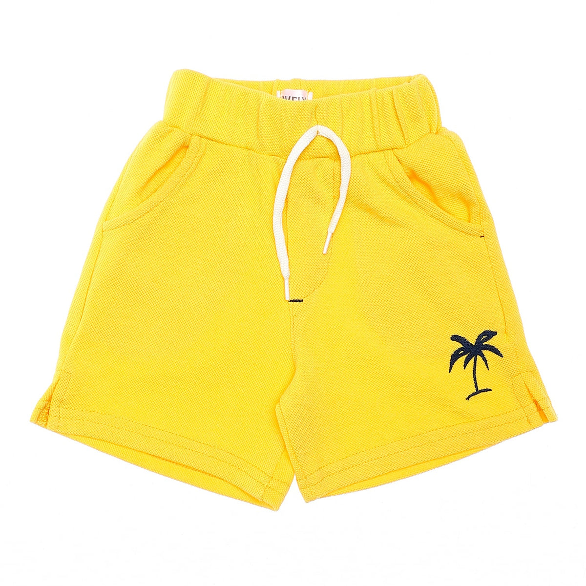 Elastic Waist with Drawstring Yellow Pique Baby Boys Shorts