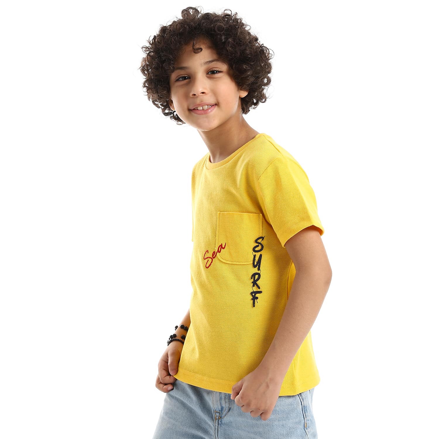 pique stitched short sleeves yellow navy blue red boys tee