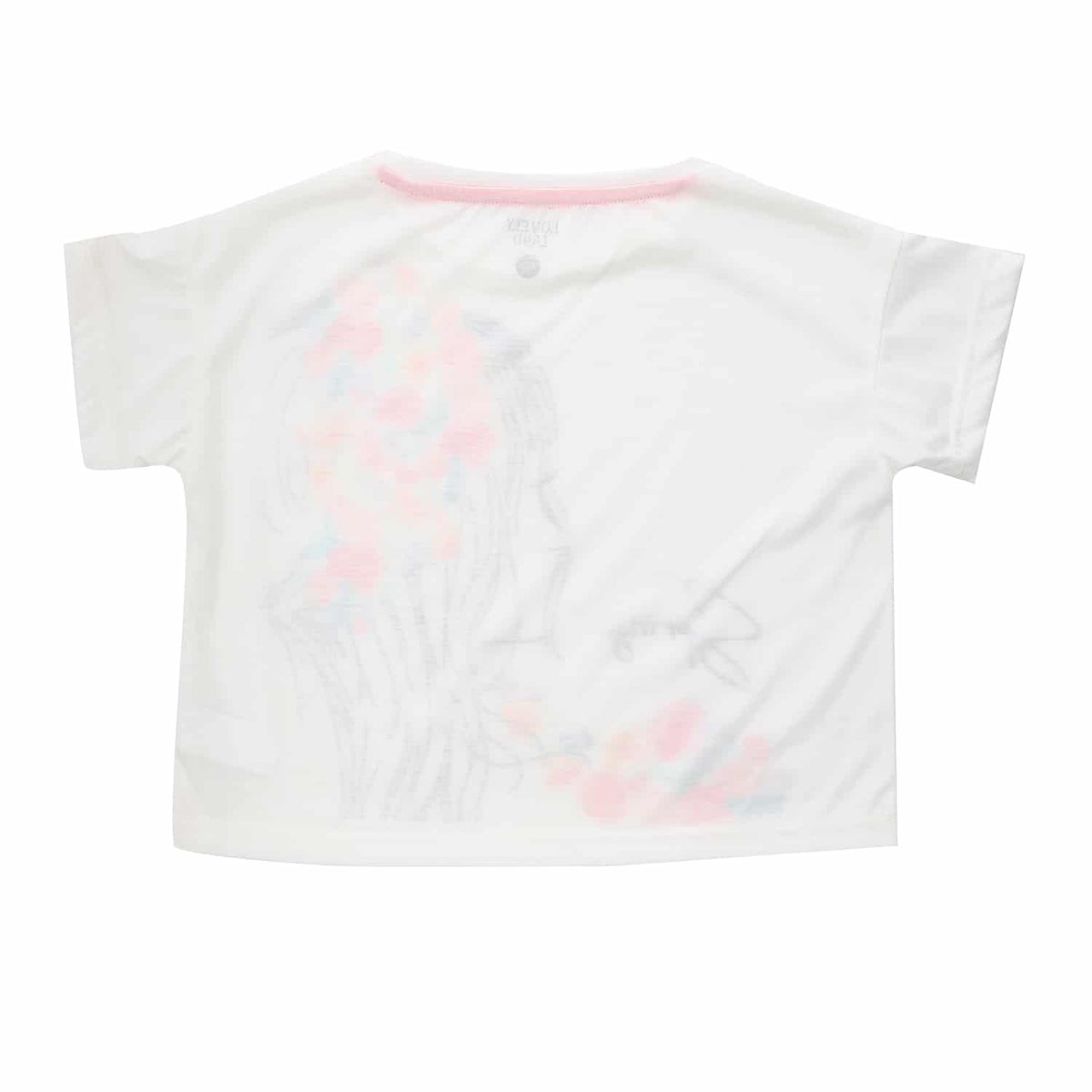 Floral Self Patterned, Round Collar Short Sleeves Girls T-Shirt - White, Red & Black