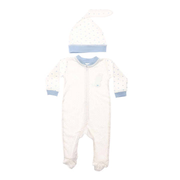 Long Sleeves Stars & Polka Dots Baby Boy Footie With Cap