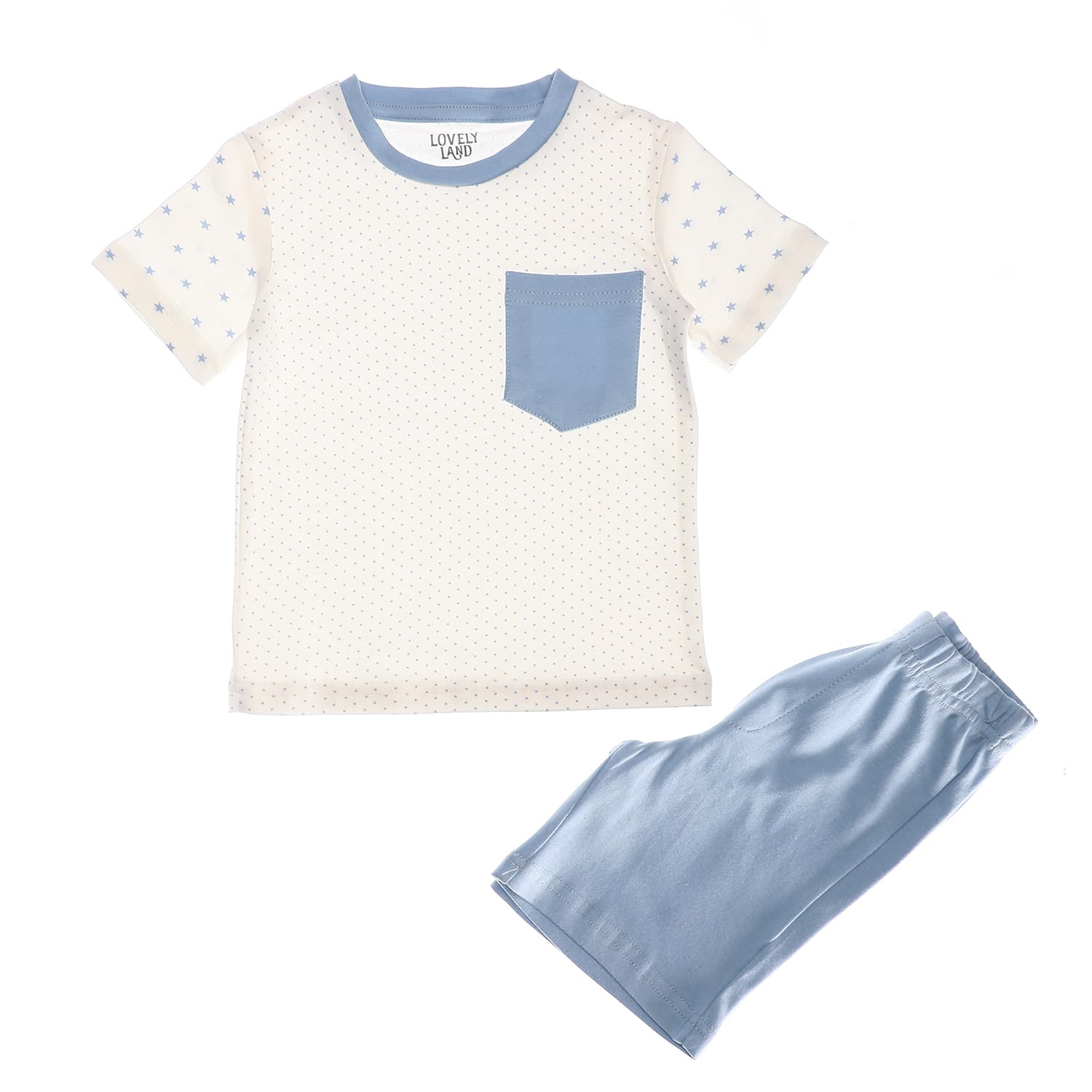 short sleeves stars polka dots baby boy pajama set