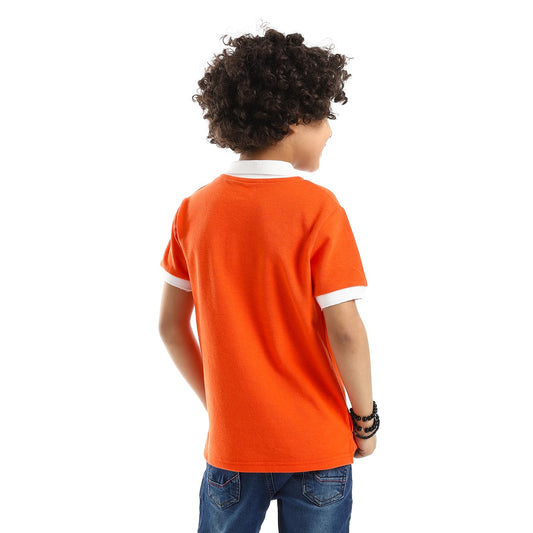 Stitched "Hawaii Beach" Orange & White Baby Boys Polo Shirt