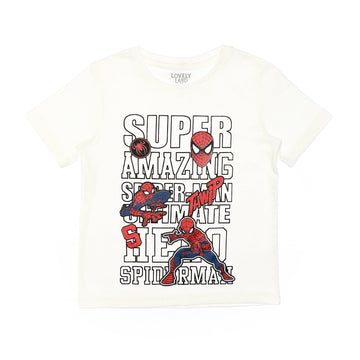 "Amazing Spiderman" Printed Baby Boys Tee - White, Red & Black