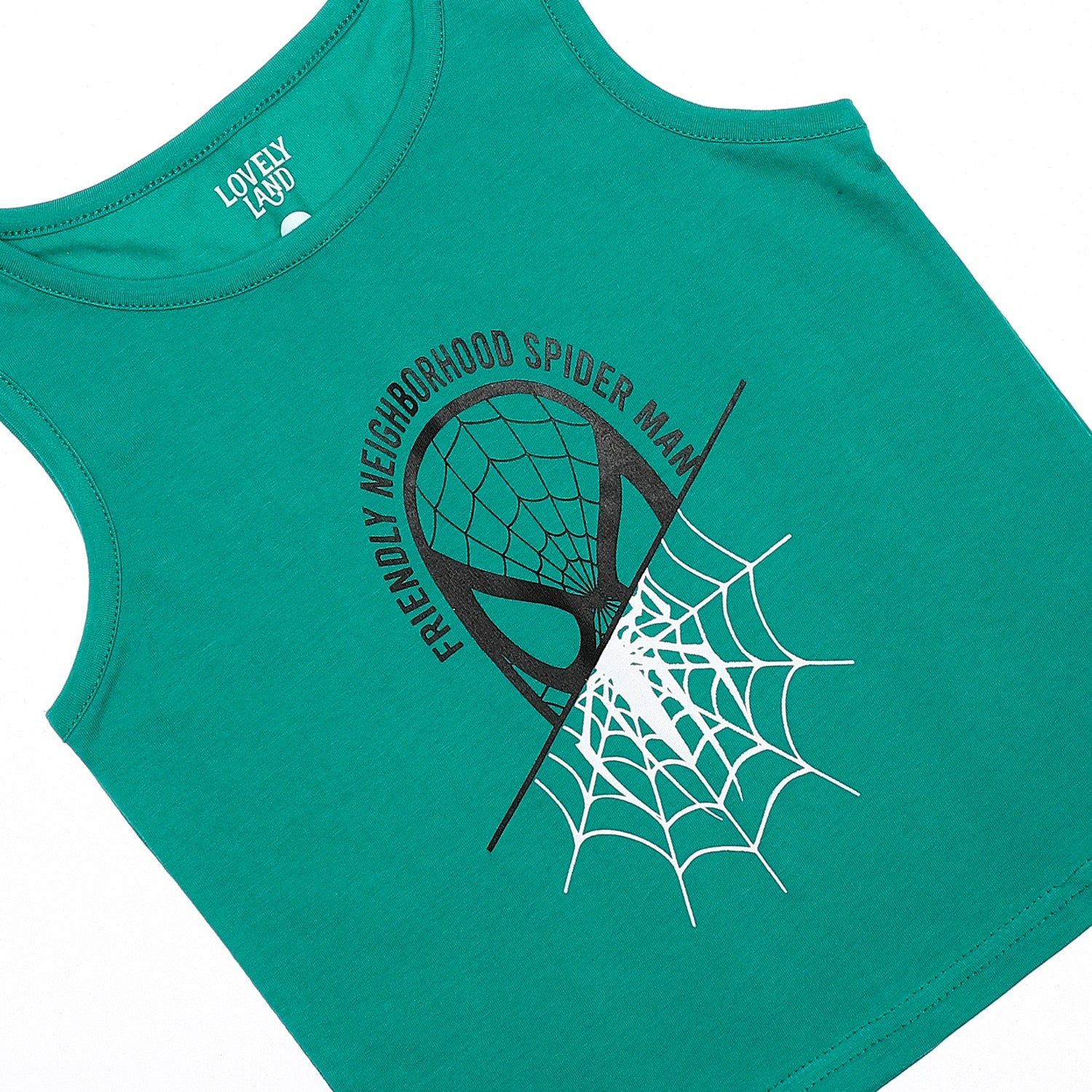 slip on sleeveless printed spiderman green white black baby boys tee 2