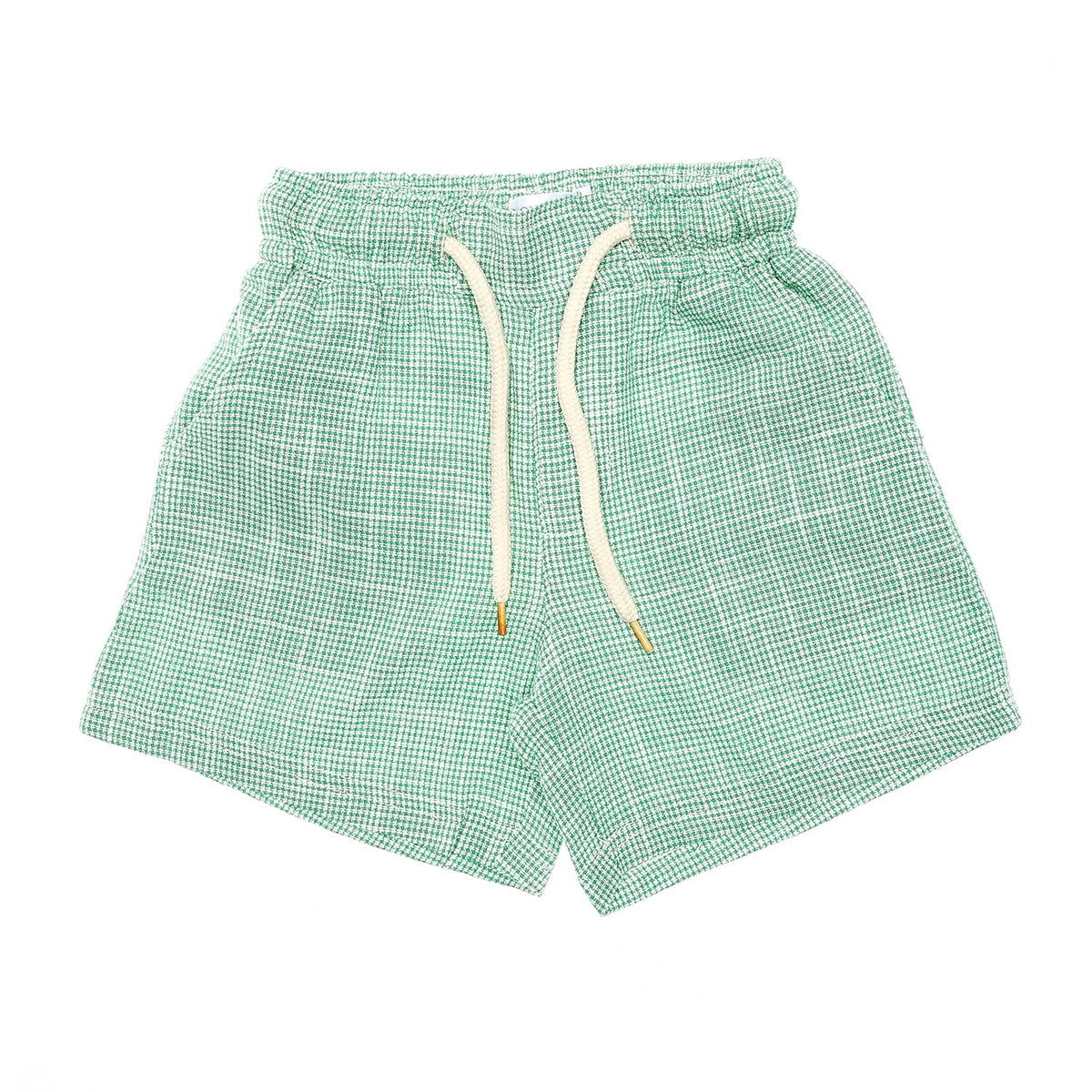 Elastic Waist with Drawstring Green & White Baby Boys Shorts