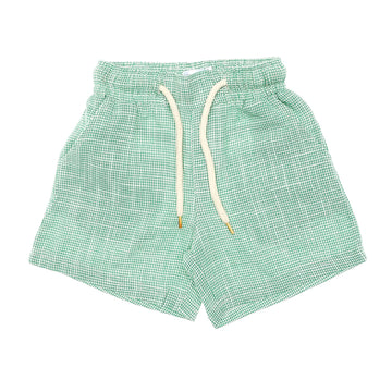 Elastic Waist With Drawstring Green & White Baby Boys Shorts
