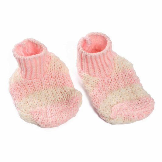 Kids Woollen set of Mittens and socks - Pink & White