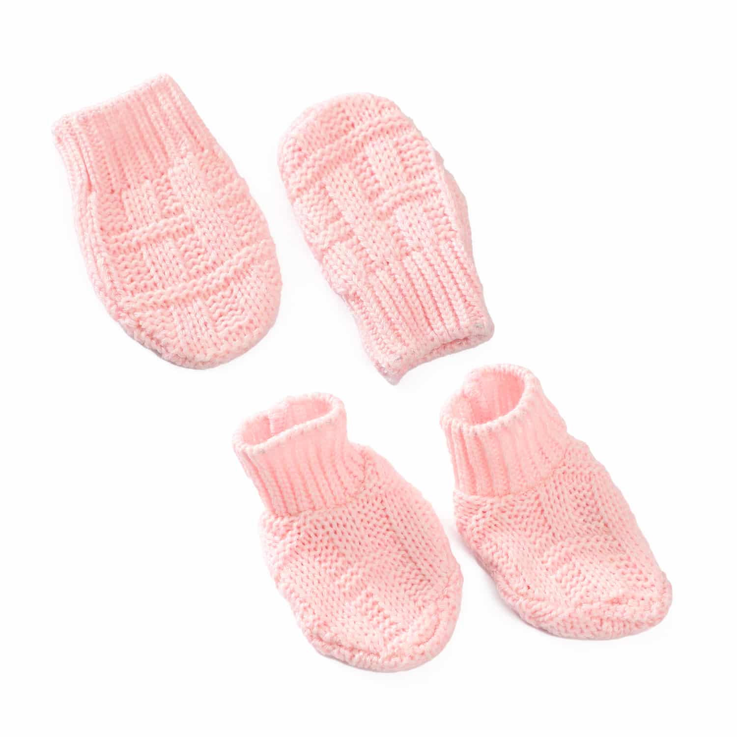 Kids Woollen set of Mittens and socks - Pink
