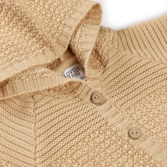 Hooded Baby Cardigan - Camel