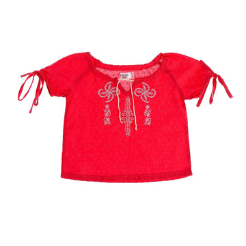 Fuchsia Self Patterned & Stitched Girls Blouse