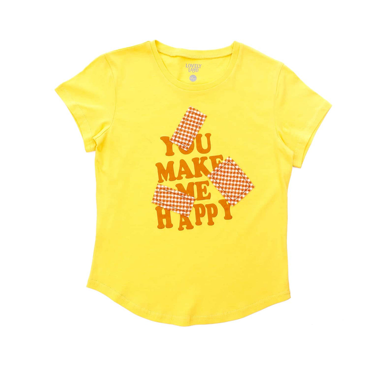You Make Me Happy Printed Short Sleeves Girls T Shirt Yellow Tigger Orange