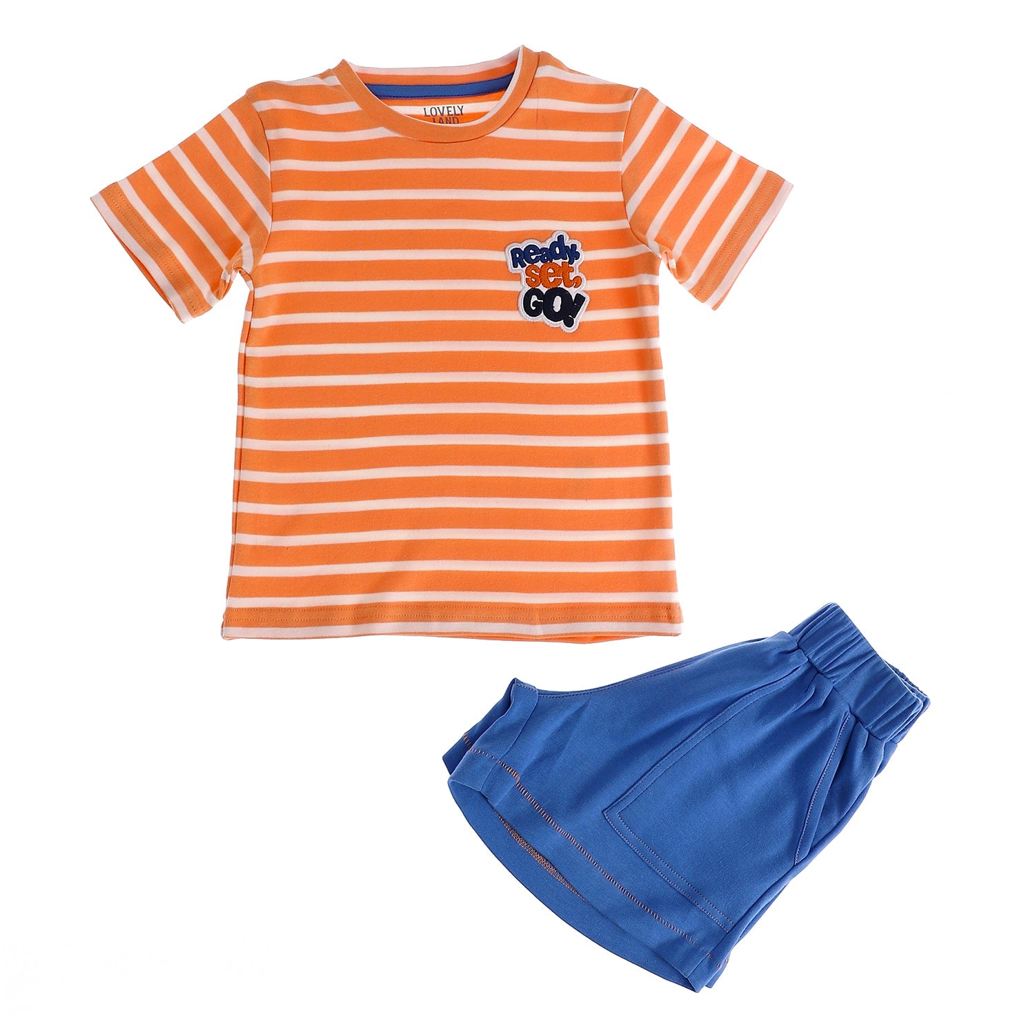 Striped Blue, White & Orange Boys Pajama