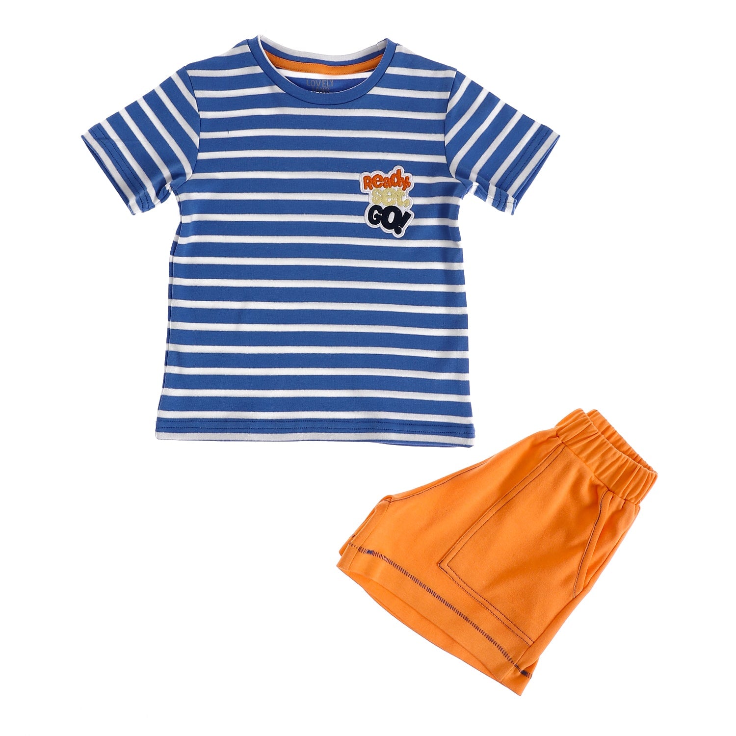 striped orange white blue boys pajama