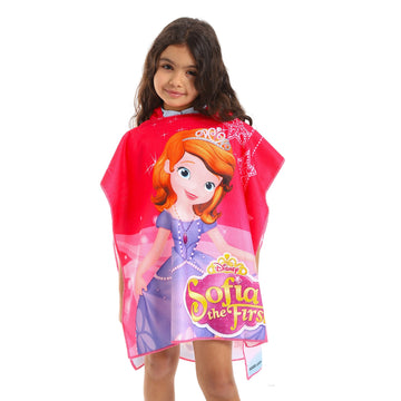 Sofia the First Self Pattern Sleeveless Girls Poncho - Pink, Rose & White