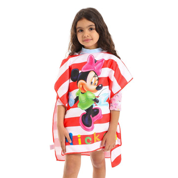 Minnie Mouse Striped Red & White Girls Sleeveless Poncho