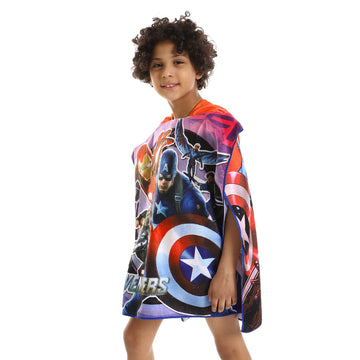 Iron Man Self Pattern Sleeveless Boys Poncho - Red, Blue & Gold