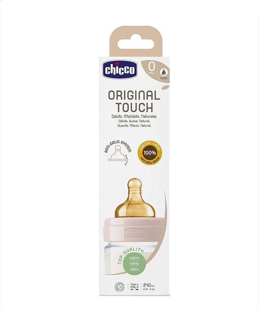 Chicco Touch Glass Rabbit-Print Feeding Bottle - 240 ml