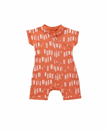 brick red half sleeve onzie with print