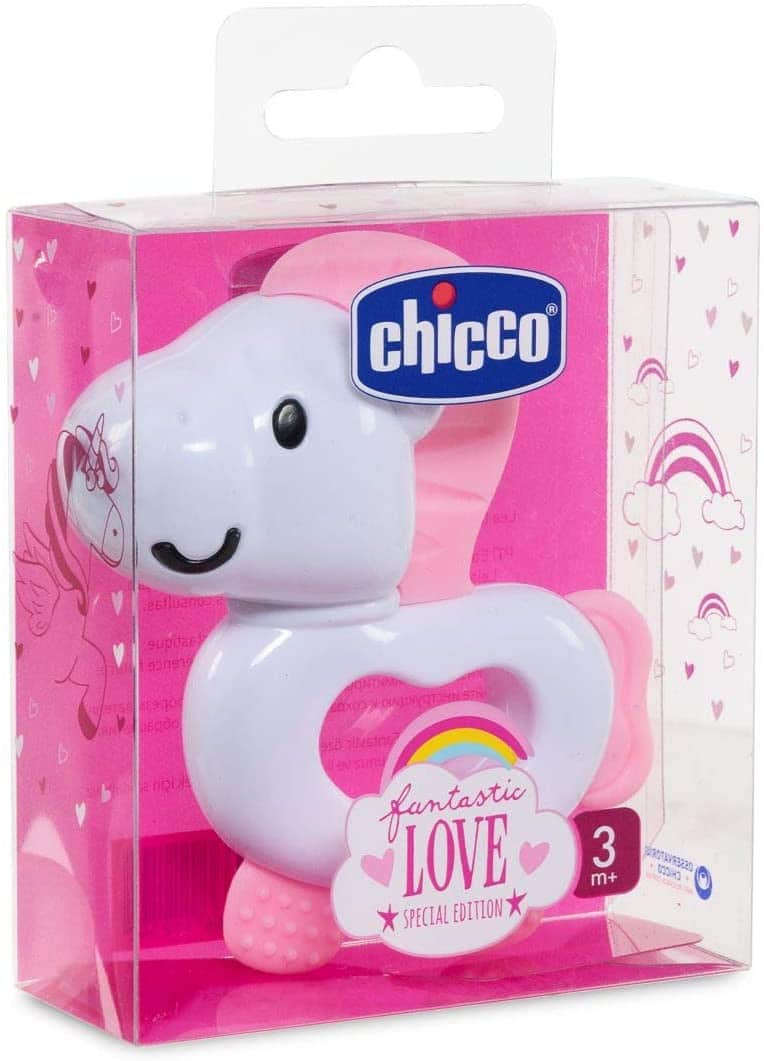 Chicco Fantastic Love Silicon Horse Shaped Baby Teethers - Pink and White