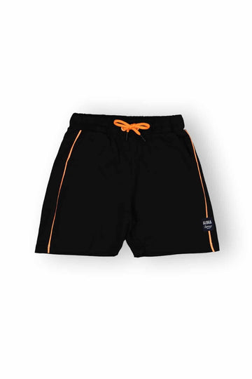 black shorts with orange laces