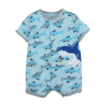 baby blue half sleeve onzie, dolphine print