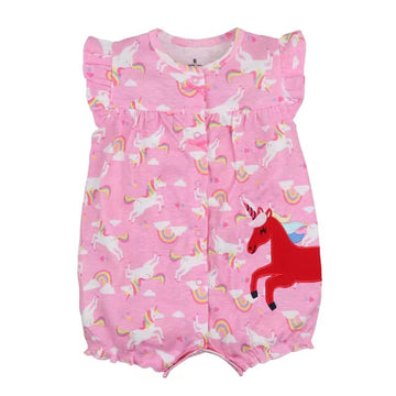 pink half sleeve onzie, unicorn print