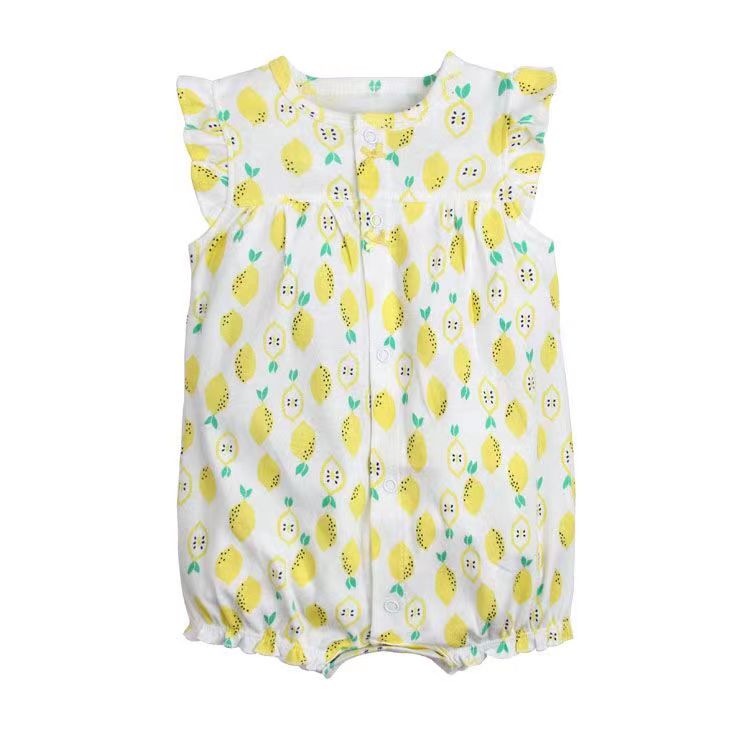 white and yellow half sleeve onzie lemon print