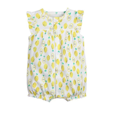 white and yellow half sleeve onzie, lemon print