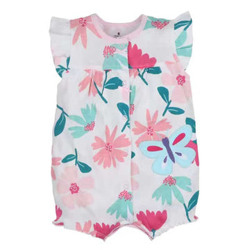 white and pink half sleeve onzie flower print