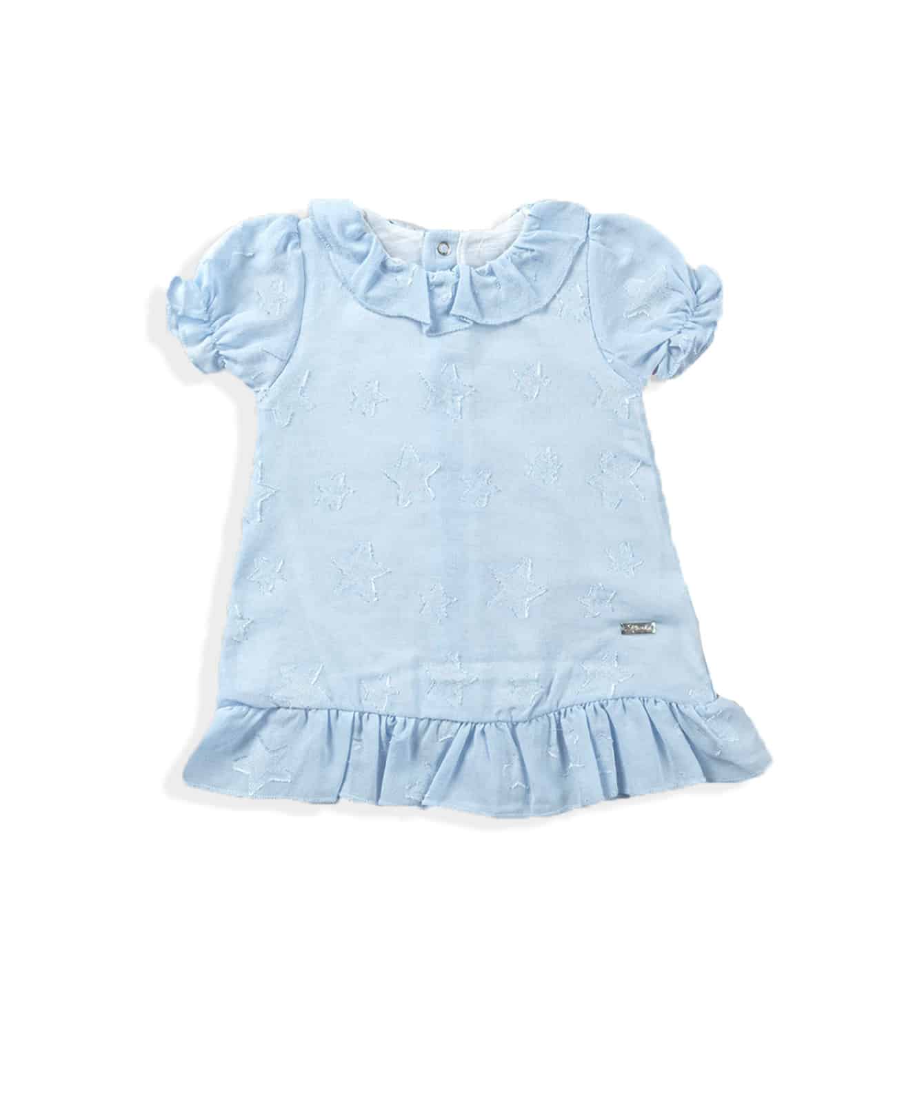 light blue half sleeve dress with star print