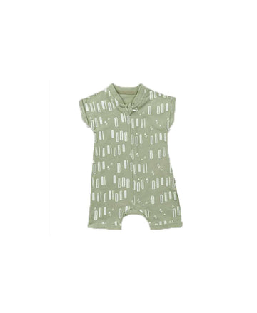 olive green half sleeve onzie with print